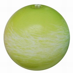 Round Colorful Resin Beads, Green Yellow, 18mm, Hole: 2mm