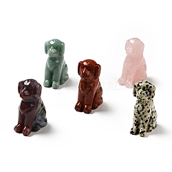 Decoraciones de exhibición de escultura de piedras preciosas naturales, para el escritorio de la oficina en casa, perro, 39~41x26~27x16~17mm