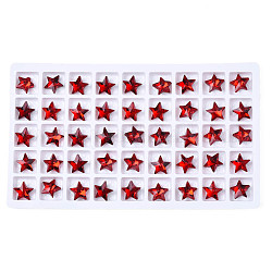 Стеклянные стразы кабошоны, ногтей декоративные аксессуары, граненые, звезда, красные, 9.5x10x4.5 мм