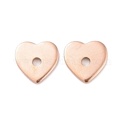Revestimiento iónico (ip) 304 perlas de acero inoxidable, corazón, oro rosa, 8x8x1mm, agujero: 1.5 mm