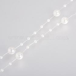 Perlenbesatz aus Acrylimitat mit Perlenbesatz, ideal für Türvorhang, Hochzeit Dekoration diy Material, creme-weiß, 3mm & 8mm, ca. 60m / Rolle