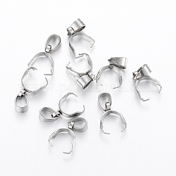 304 Stainless Steel Pendant Pinch Bails, Stainless Steel Color, 12x9x4mm, Hole: 6x4mm