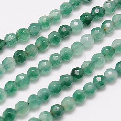 Chapelets de perles de jade blanche naturelle, teinte, facette, ronde, 4mm, Trou: 1mm, Environ 90 pcs/chapelet, 15.35 pouce