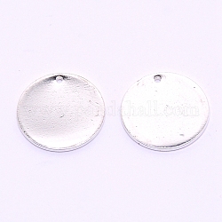 Pendentifs en laiton, estampillage d'une étiquette vierge, plat rond, couleur d'argent, 17x1mm, Trou: 1mm