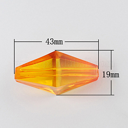 Transparent Acrylic Beads, Faceted, Bicone, Orange, 43x19mm, Hole: 5mm, about 60pcs/500g
