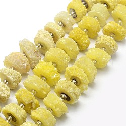 Chapelets de perles en cristal de quartz druzy naturel, quartz solaire, teinte, pépites, jaune, 12~26x6~17mm, Trou: 1~2mm, Environ 14~16 pcs/chapelet, 7.9~8.3 pouce (20~21 cm)