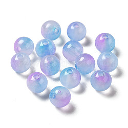 Transparente Acryl Perlen, Zwei-Ton-, Runde, Licht Himmel blau, 7.5x7 mm, Bohrung: 1.8 mm, etwa: 1900~2000 Stk. / 500 g