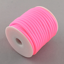 Corda gomma sfaccettato, cavo, con bobina di plastica bianca, roso, 5mm, Foro: 3 mm, circa 10.93 iarde (10 m)/rotolo