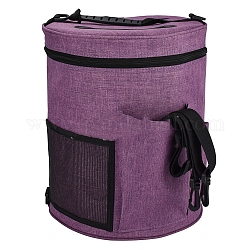Bolsa de almacenamiento de hilo de tela Oxford, para ovillos de hilo, ganchos de ganchillo, agujas de tejer, columna, púrpura, 33x28 cm