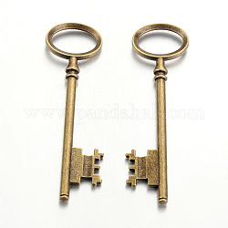 Tibetan Style Alloy Big Pendants, Key, Lead Free & Cadmium Free, Antique Bronze, 80x23x5mm, Hole: 18mm