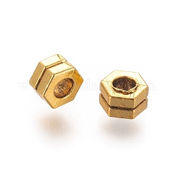 Сплавочные овальные бусины тибетского стиля , шестиугольник, античное золото , 6x7x4 мм, отверстие : 3 мм