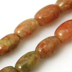 Natural Unakite Beads Strands, Rice, Colorful, 6x4mm, Hole: 1mm