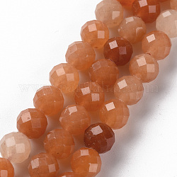 Rosso naturale perline avventurina fili, tondo, sfaccettato, 8mm, Foro: 1.2 mm, circa 49~50pcs/filo, 15.35 pollice (39 cm)