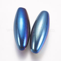 Galvanoplastie non-magnétiques perles synthétiques d'hématite, pas de trous / non percés, riz, multi-couleur plaquée, 33x12mm