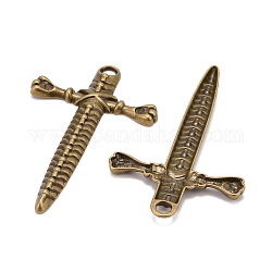 Style tibétain pendentifs de poignard de métal, couleur de bronze antique, sans plomb et sans cadmium, Longueur 33mm,  largeur de 52 mm, épaisseur de 3mm, Trou: 3.5mm