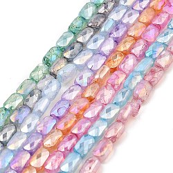 Fili di perline giada di vetro imitato, ab colore placcato, sfaccettato, rettangolo, colore misto, 7x4.5x3mm, Foro: 1 mm, circa 70pcs/filo, 19.21'' (48.8 cm)