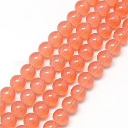 Chapelets de perles en verre peint, imitation opalite, ronde, corail, 6mm, Trou: 1.3~1.6mm, Environ 133 pcs/chapelet, 31.4 pouce