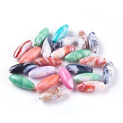 Acryl Nachahmung Edelstein Perlen, Oval, Mischfarbe, 29~29.5x11 mm, Bohrung: 2.5 mm, ca. 220 Stk. / 500 g