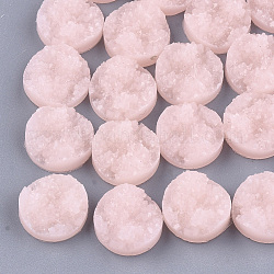 Druzy Resin Cabochons, Flat Round, Pink, 16x5mm