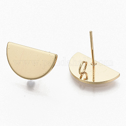 Brass Stud Earring Findings, with Loop, Real 18K Gold Plated, Nickel Free, Watermelon, 9x16mm, Hole: 2.5mm, Pin: 0.8mm