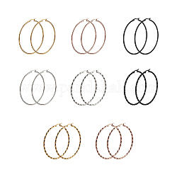 Titan Stahl Reifen Ohrringe, Ring, Mischfarbe, 60 mm, 8 Paare / Satz