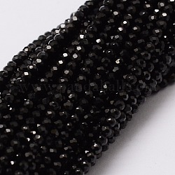 Filamenti di perline naturali spinello nero, sfaccettato, rondelle, 2mm, Foro: 1 mm, circa 170pcs/filo, 13.3 pollice