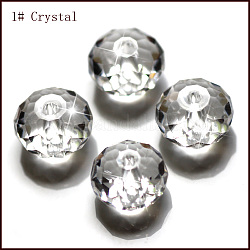 Имитация австрийских кристаллов, класс AAA, граненые, рондель, прозрачные, 10x7 мм, отверстие : 0.9~1 мм