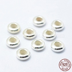 925 perline in argento sterling, di gomma, perline con tappo scorrevole, rondelle, argento, 7x2mm, Foro: 2.5 mm