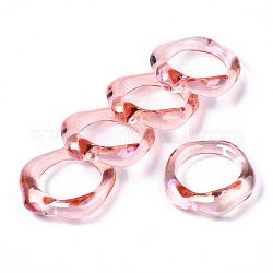 Кольца из прозрачной пластмассы, с покрытием AB цвета, розовые, размер США 6 3/4 (17.1 мм)