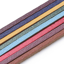 Flat Single Face Imitation Leather Cords, Mixed Color, 1.5~2x1.5mm, about 1.31 yards( 1.2m)/strand