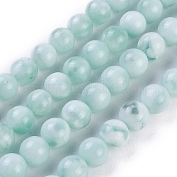 Hilos de perlas de vidrio natural, turquesa, redondo, 6mm, agujero: 1 mm, aproximamente 64~67 pcs / cadena, 15.3 pulgada ~ 15.75 pulgadas (39~40 cm)