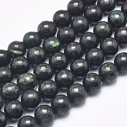 Fili di perle di giada nera natura myanmar, tondo, 8mm, Foro: 1 mm, circa 50pcs/filo, 15.75 pollice (40 cm)