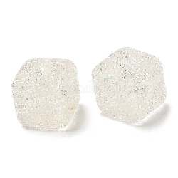 Perline di resina, con strass, cubo druso, bianco, 16x16x16mm, Foro: 3.6 mm
