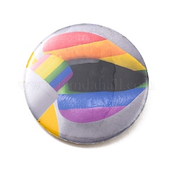 Brosche aus Regenbogenlippeneisen, Flache runde Pridenadel, Grau, 44x8 mm, Stift: 0.7 mm