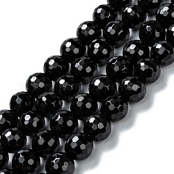 Natürliche schwarze Onyxperlenstränge, gefärbt und erhitzt, facettiert, Runde, 10 mm, Bohrung: 2 mm, ca. 39 Stk. / Strang, 14.76 Zoll (37.5 cm)