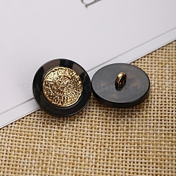 Botones con vástago de resina de 1 orificio, con la conclusión de aleación, para accesorios de ropa, plano y redondo, negro, 16.5mm