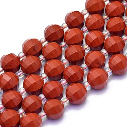 Natural Red Jasper Beads Strands, Round, Faceted, 8mm, Hole: 1mm, about 37pcs/Strand, 15.16 inch(38.5cm)