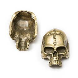 Tibetan Style Alloy Pendants, Skull, Antique Bronze, 35x24x13mm