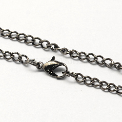 Винтажное железо из крученого ожерелья для дизайна карманных часов, с омаром застежками, металлический черный, 31.5 дюйм, ссылка: 3.3x4.6x0.9 mm