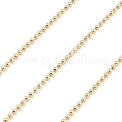 Brass Ball Chains, Unwelded, with Spool, Round, Real 18K Gold Plated, 1.5mm