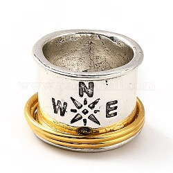 Кольцо на палец из сплава с вращающимся компасом, двухцветное готическое массивное кольцо для успокаивающей медитации, старинное серебро & золотой, размер США 7 1/4 (17.5 мм)