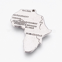 304 Stainless Steel Pendants, Map with Word, Stainless Steel Color, 35x30x2mm, Hole: 1.5mm