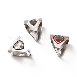 304 Stainless Steel Snap on Bails, with Enamel, Heart, Stainless Steel Color, Mixed Color, 9x8x7mm, Pin: 1mm