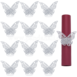 Бабочки бумажные кольца для салфеток, держатели для салфеток салфетки кольца пряжки, для ежедневных посетителей ресторана, серебряные, 221x60x0.5 мм