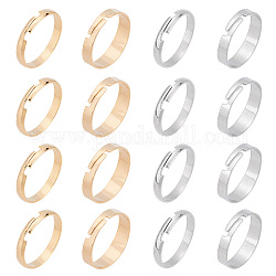 Unicraftale, 40 Uds., 4 estilos, 201 anillos ajustables de banda lisa de acero inoxidable para mujer, acero color oro y acero, nosotros tamaño 7 3/4 (17.9 mm), 10 piezas / style