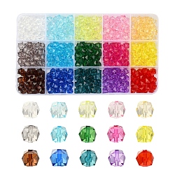 450pcs 15 couleurs perles acryliques transparentes, facette, cube, couleur mixte, 8x8x7.5mm, Trou: 1.4mm, à propos 30pcs / couleur