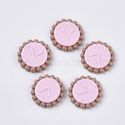 Harz Cabochons, Uhr, rosa, 19x19x5 mm