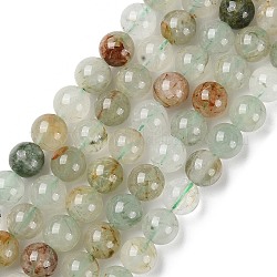 Chapelets de perles en quartz rutile vert naturel, ronde, 8mm, Trou: 0.8mm, Environ 47 pcs/chapelet, 15.35'' (39 cm)