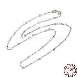 Rhodinierte 925-Satellitenketten-Halskette aus Sterlingsilber, mit s925-Stempel, zur Herstellung von Perlenketten, Echt platiniert, 16.10 Zoll (40.9 cm)