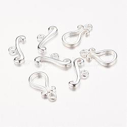 Brass Toggle Clasps, Silver Color Plated, Teardrop: 20.5x9.5mm, Hole: 2.5mm, Bar: 20.5x10.5mm, Hole: 2.5mm